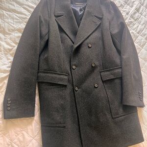Zara Classic Black and Gray Wool Pea Coat